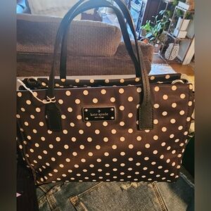 Kate Spade Black and White Polka Dot Tote With Cross Body Strap